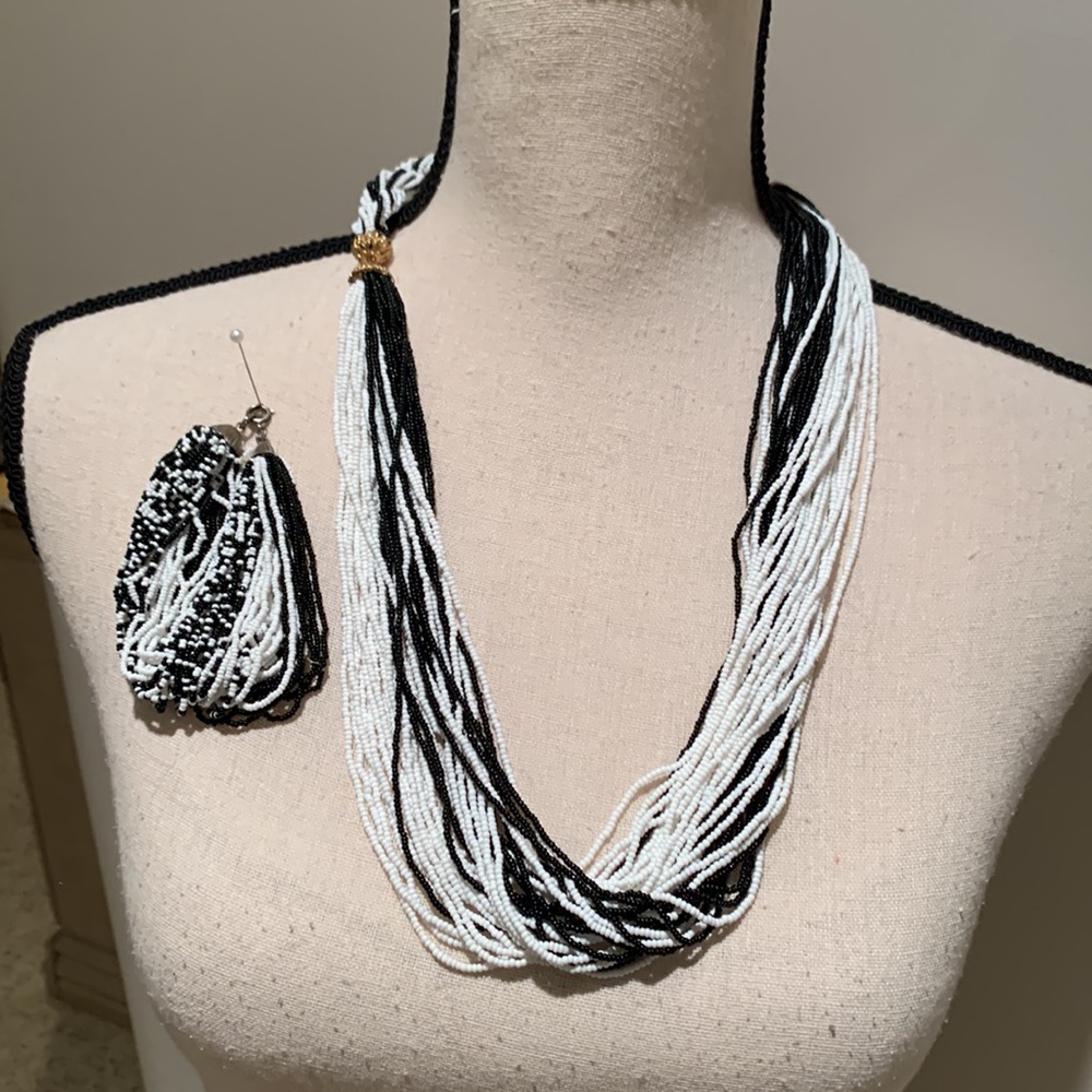 Multi strand necklace with matching bracelet
